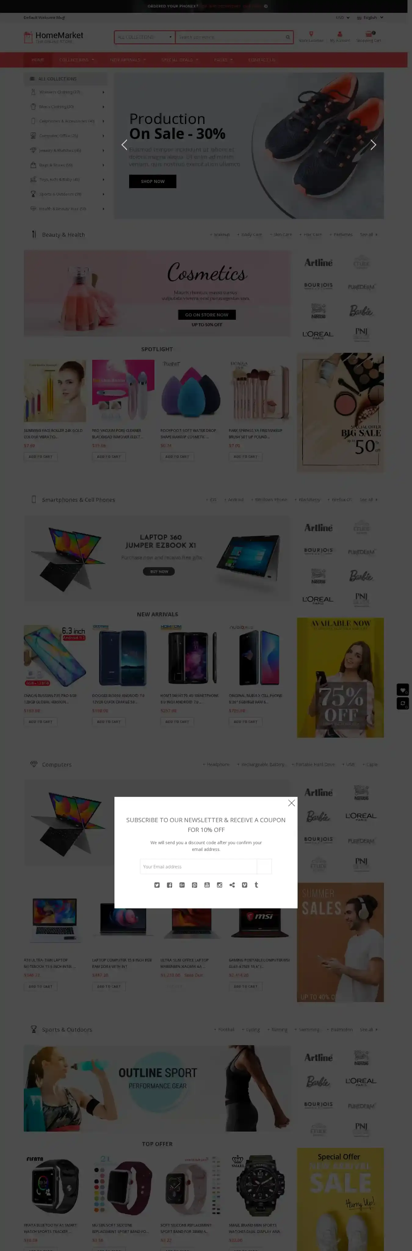 Home Market home page on desktop