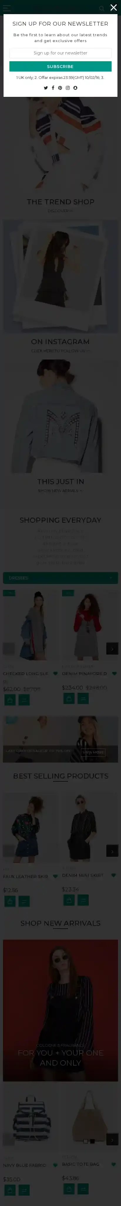 Infinit home page on mobile