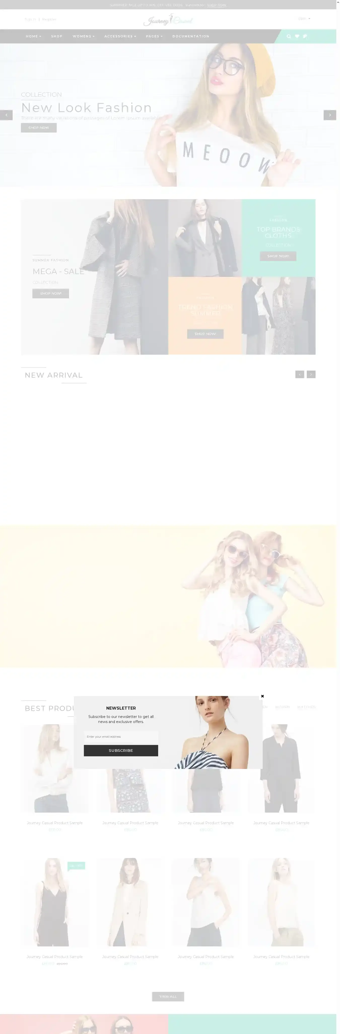 Journey Casual home page on desktop