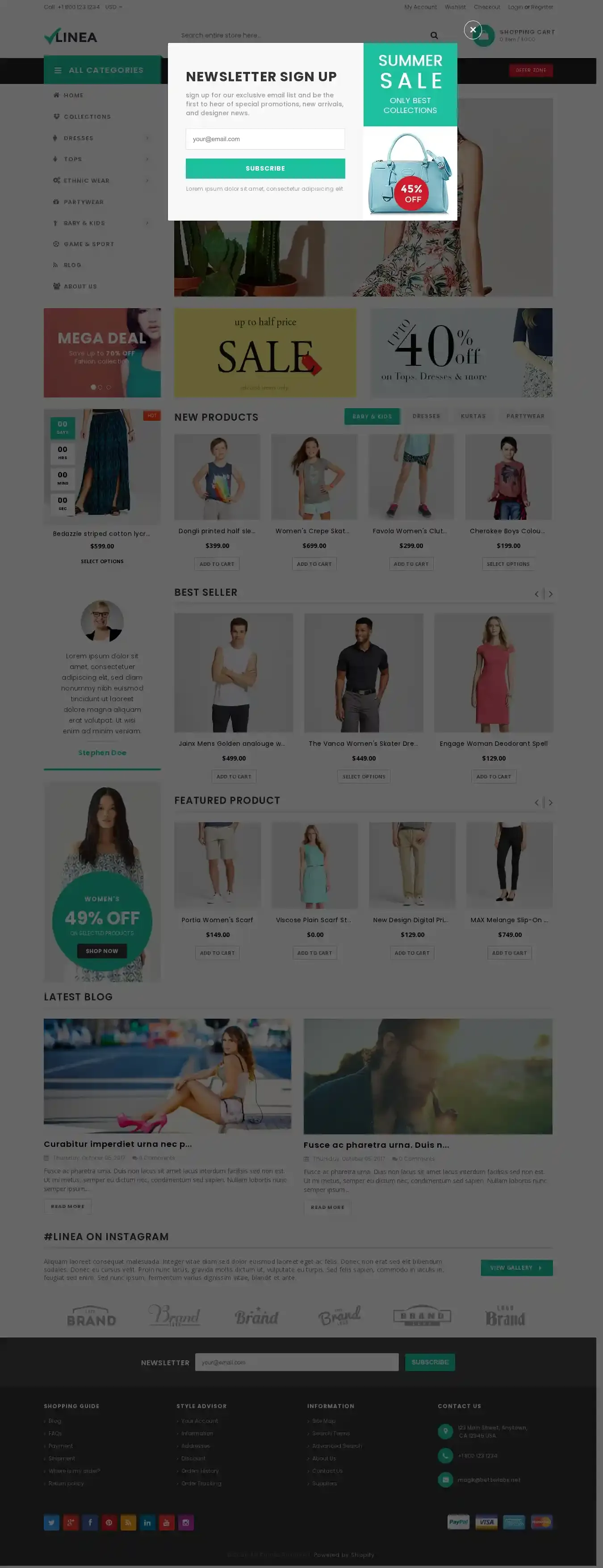 Linea home page on desktop