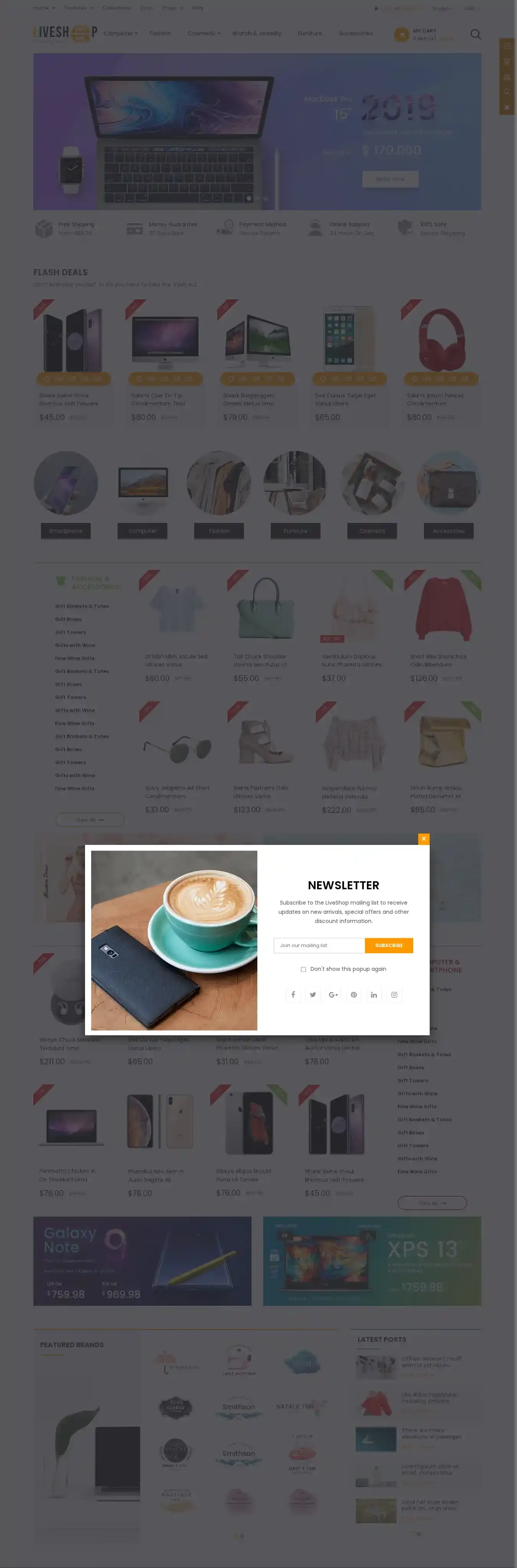 LiveShop home page on desktop