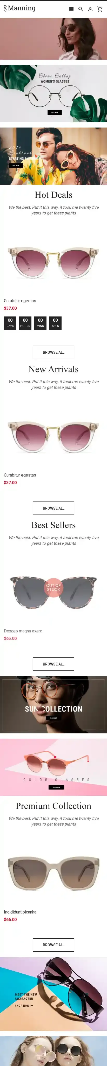 Manning home page on mobile