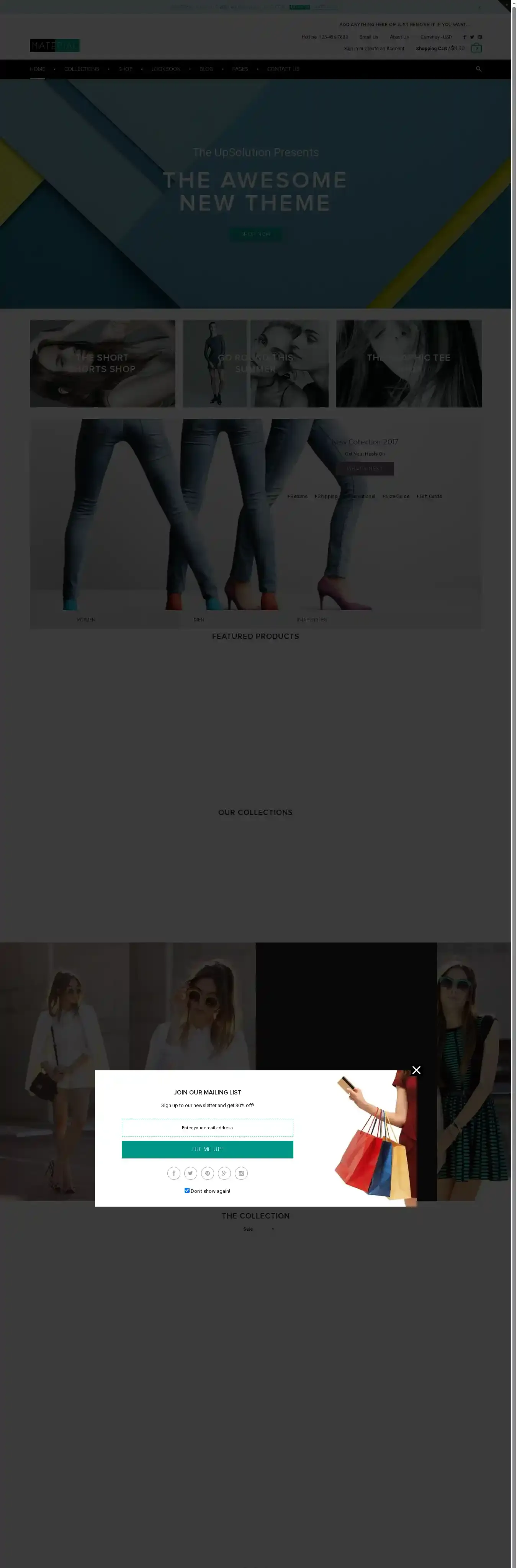 Material home page on desktop