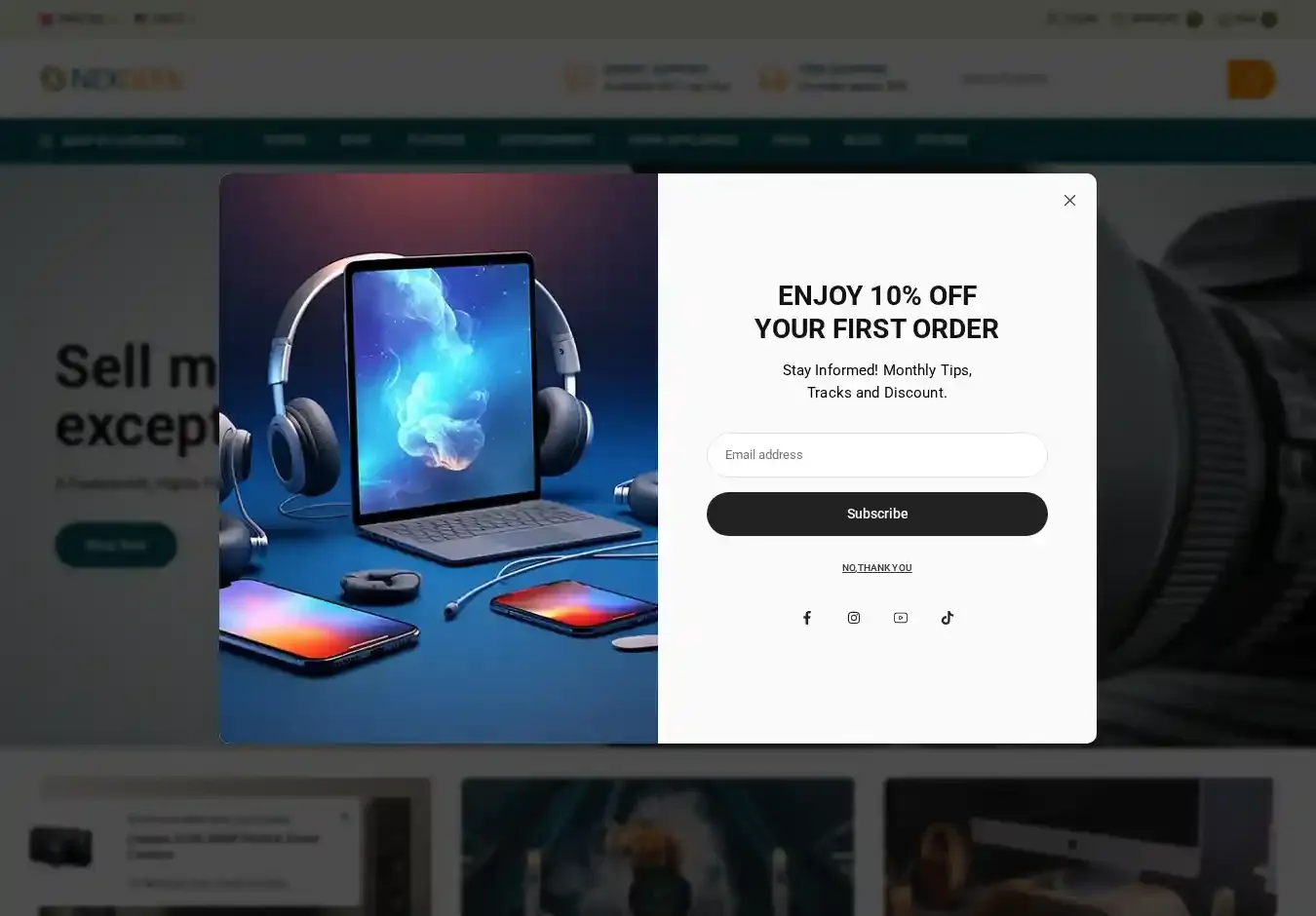 NexGeek home page on desktop