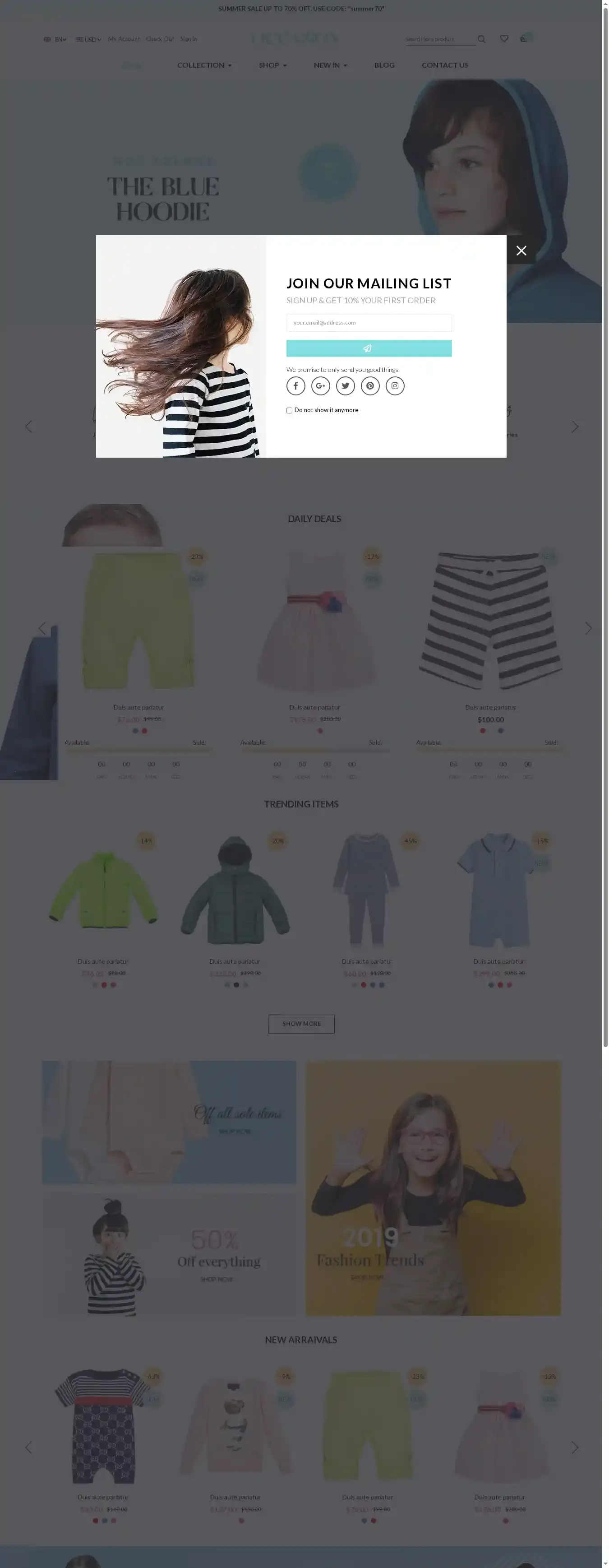 Occasion home page on desktop