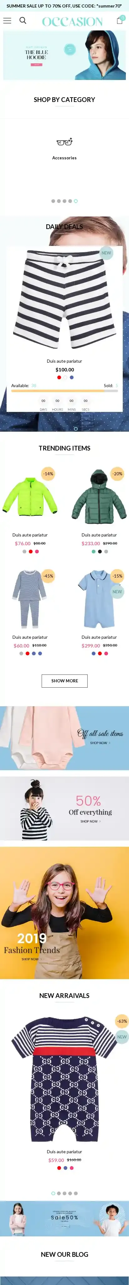 Occasion home page on mobile