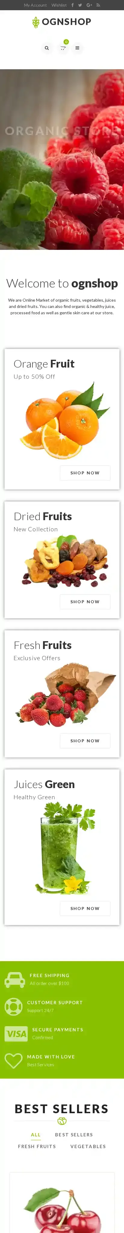 Ognshop home page on mobile