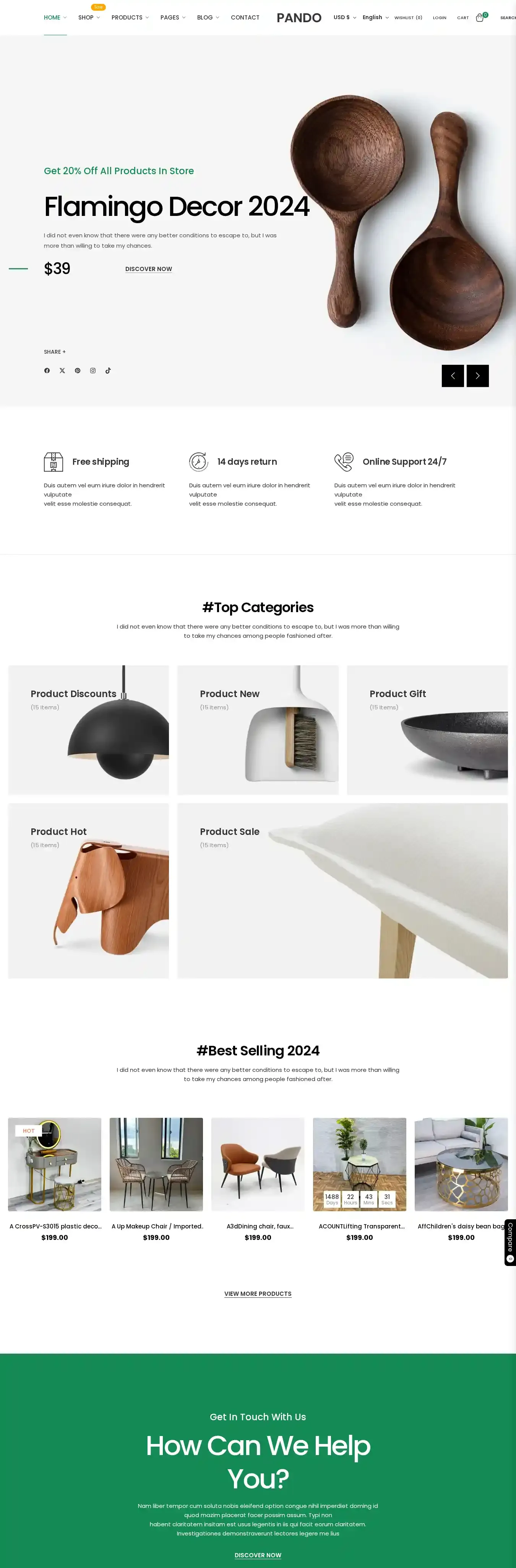 Pando home page on desktop