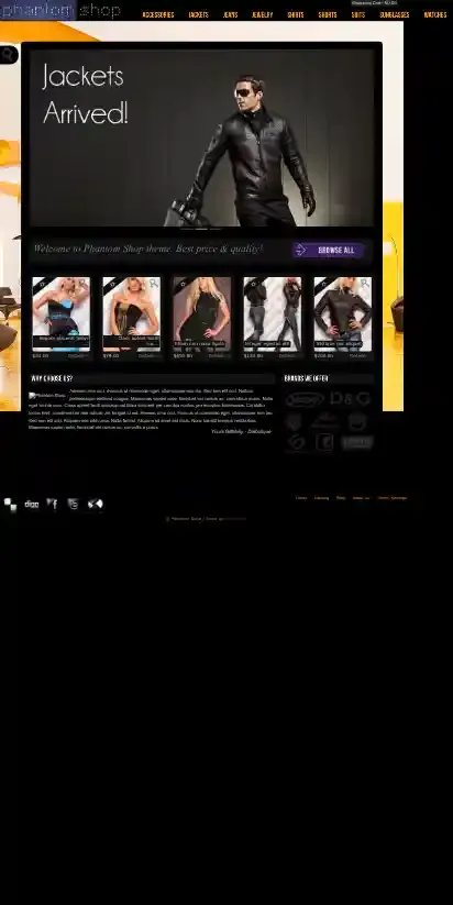 Phantom Shop home page on mobile