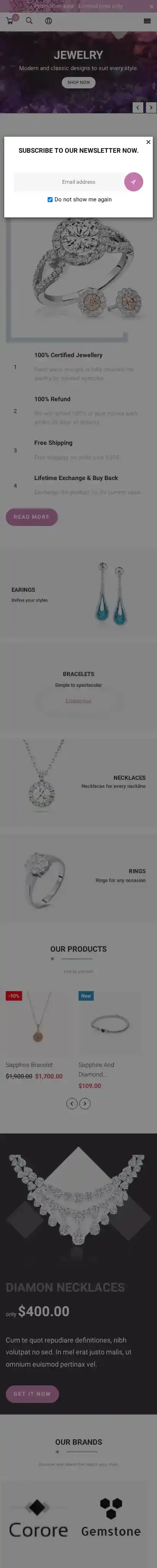 Precia home page on mobile
