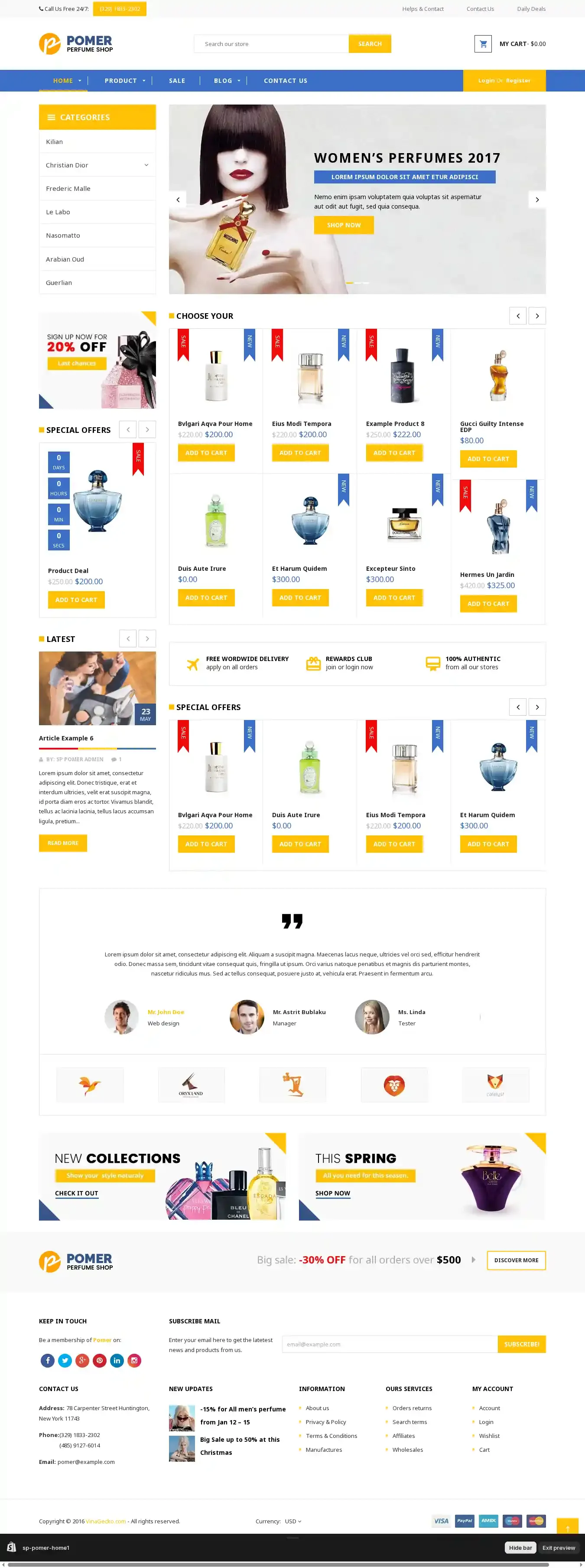 SP Pomer home page on desktop