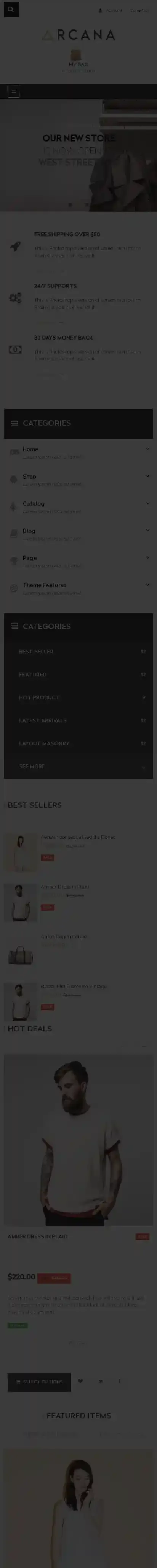 ST Arcana home page on mobile