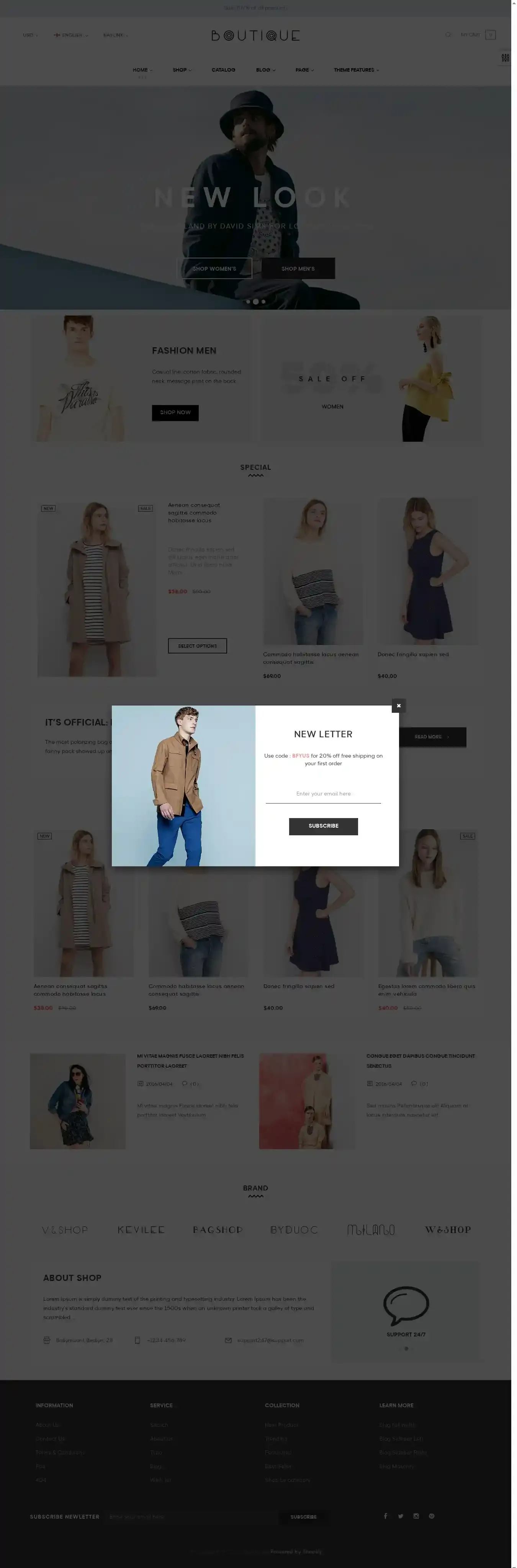 ST Boutique home page on desktop