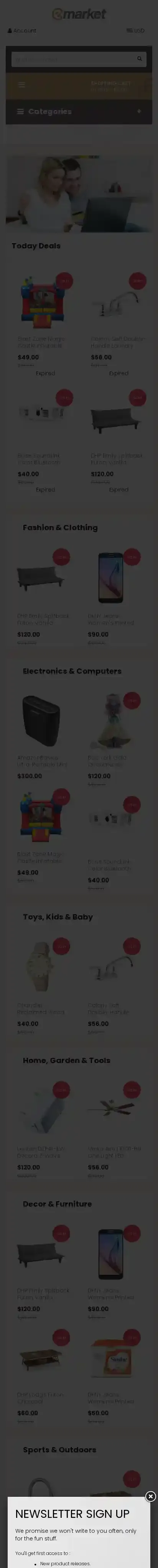 ST Emarket home page on mobile