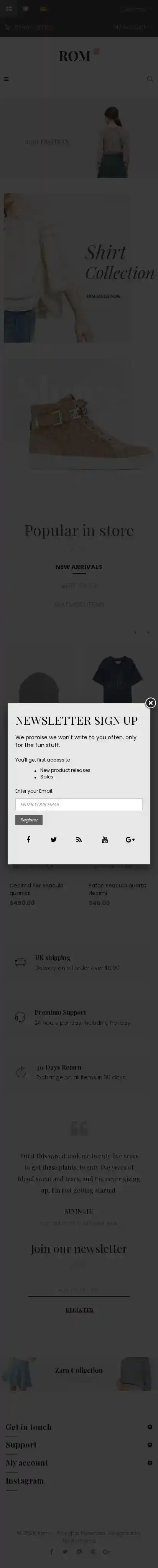 ST Romance home page on mobile