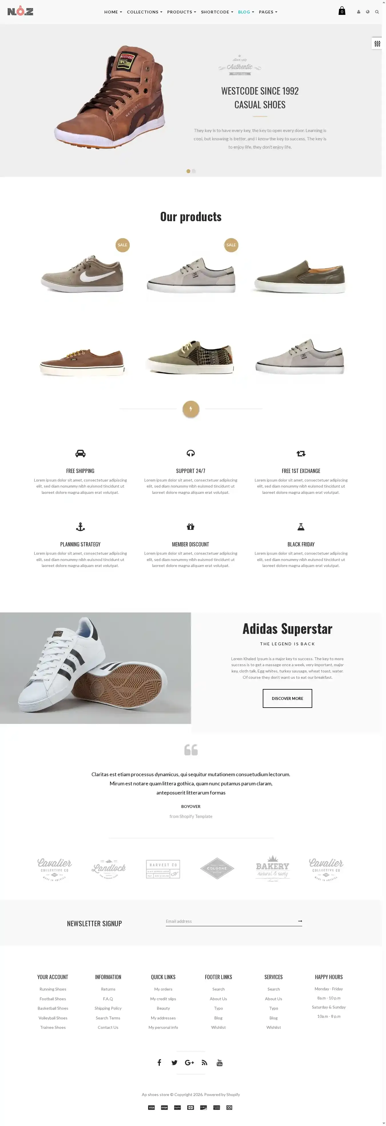 ST Shoes Store home page on desktop