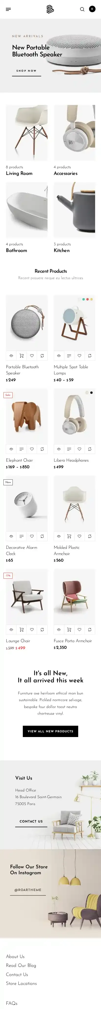 Unero home page on mobile