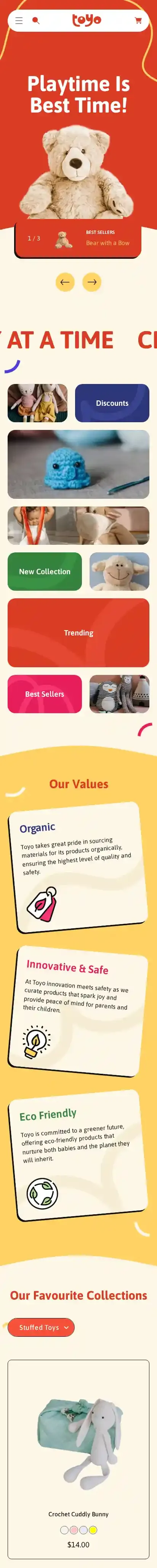 Toyo home page on mobile