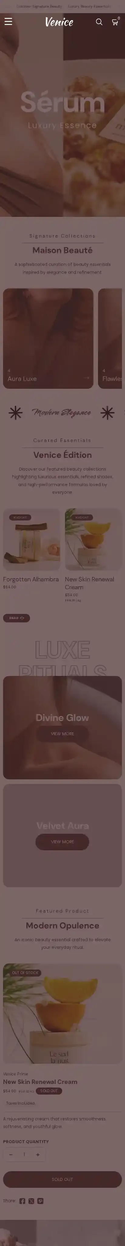 Venice home page on mobile