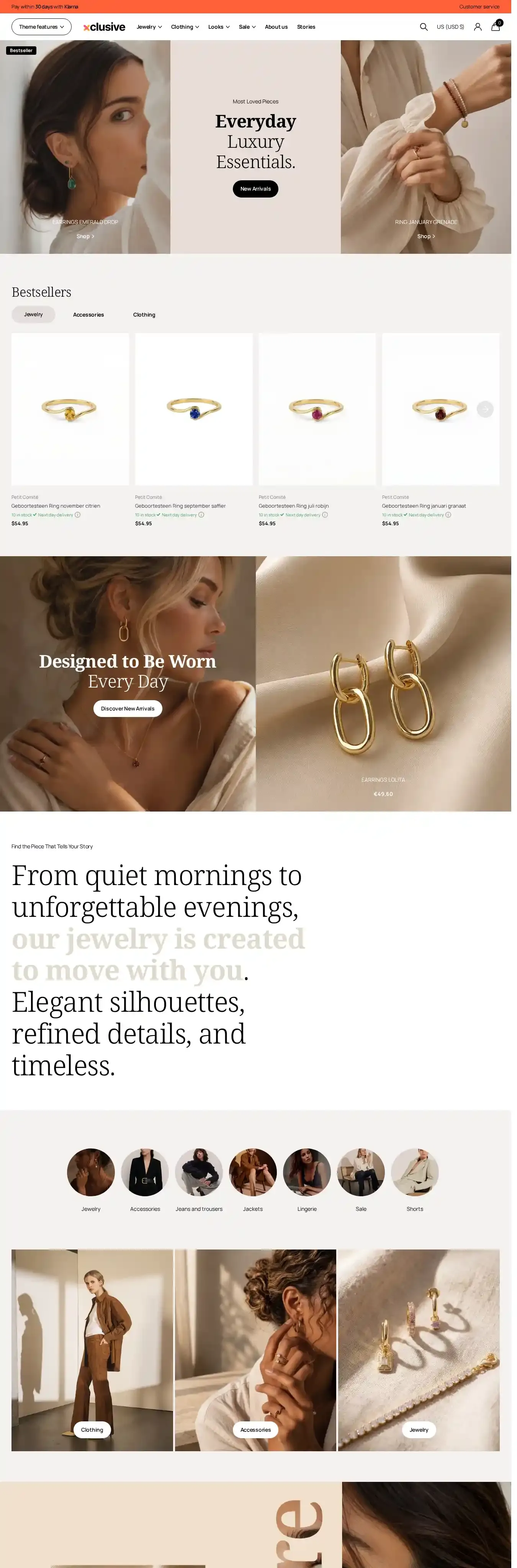 Xclusive home page on desktop
