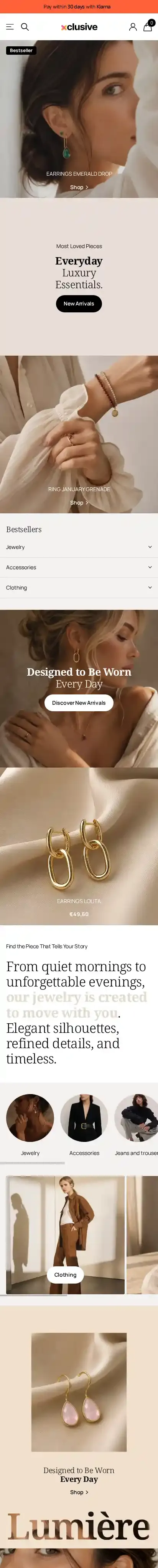 Xclusive home page on mobile