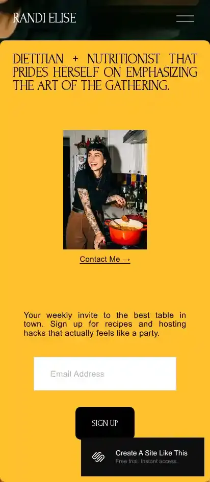 Randi home page on mobile