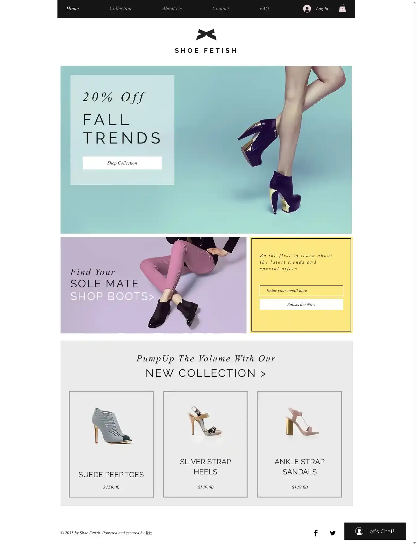 Shoe Store home page on desktop