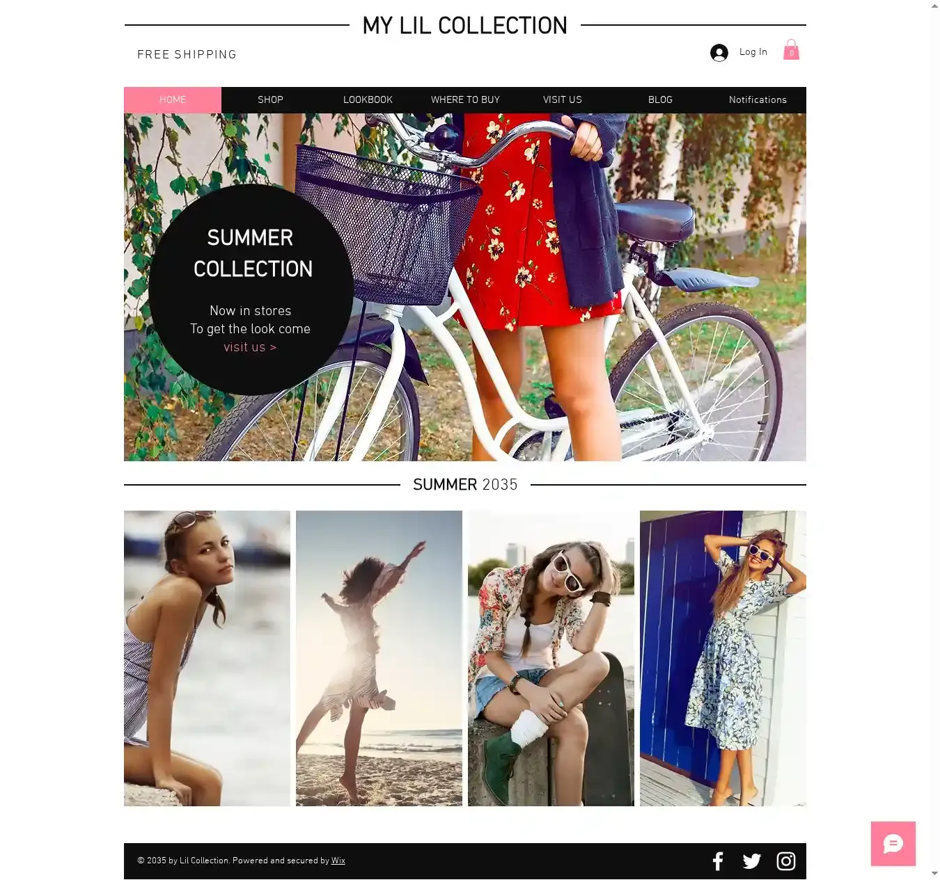 Clothing Store home page on desktop