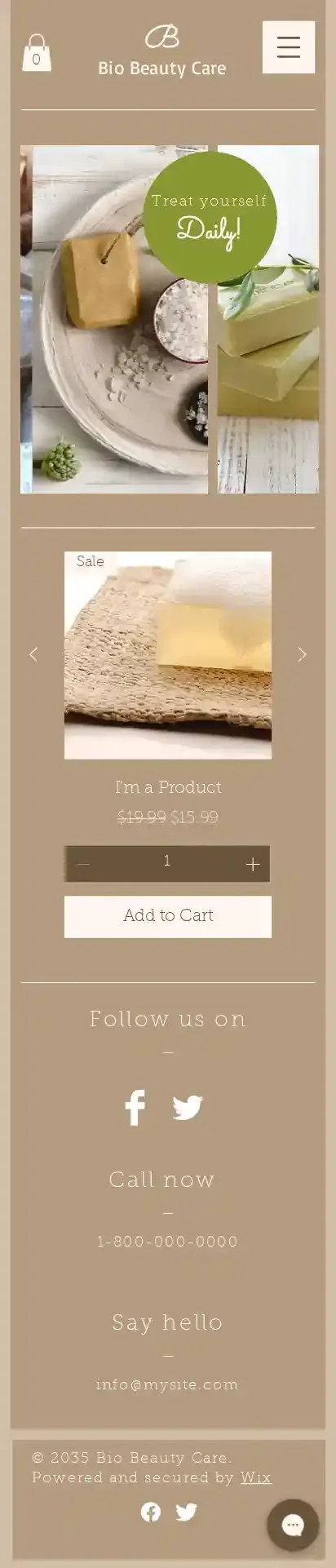 Beauty Shop home page on mobile