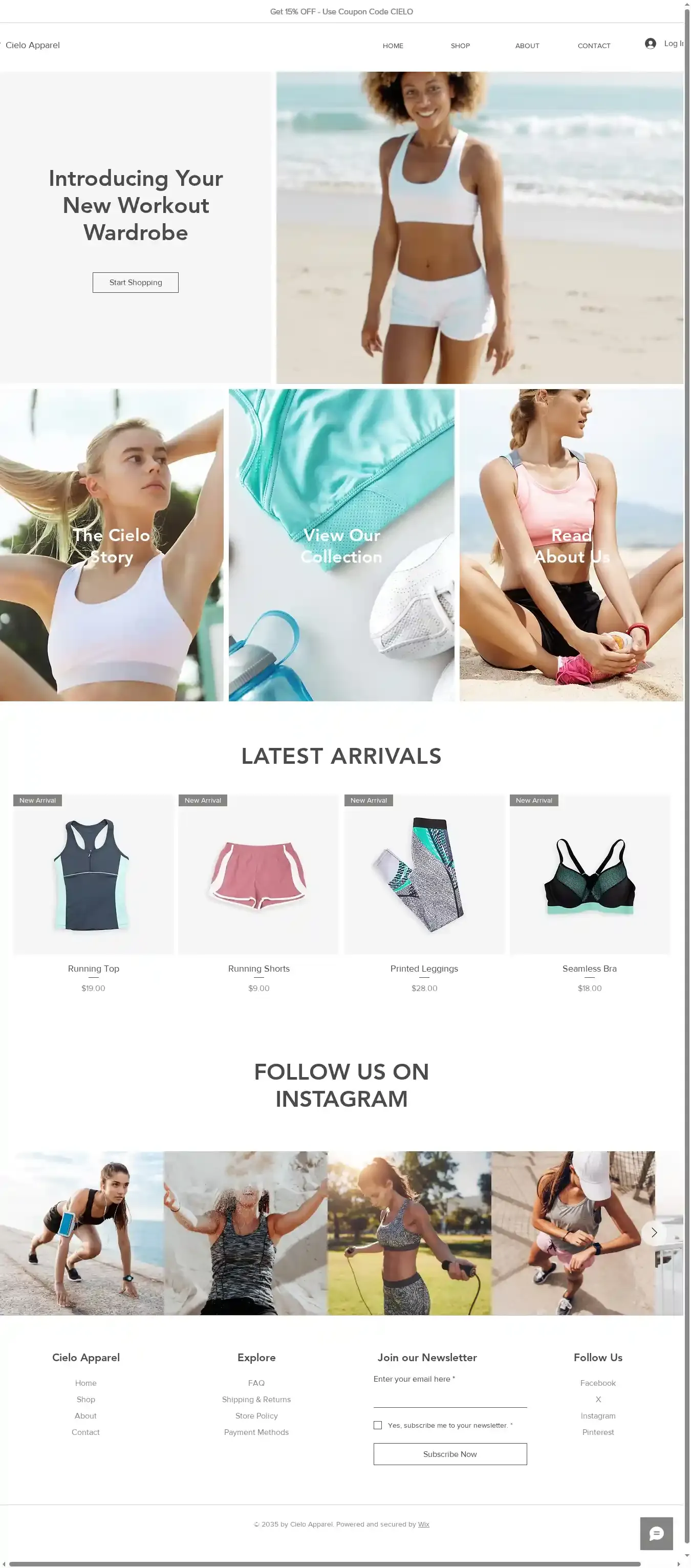 Sportswear Store home page on desktop