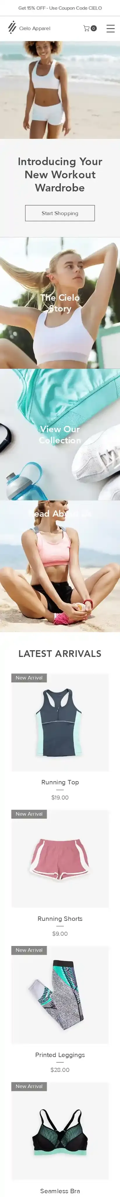 Sportswear Store home page on mobile