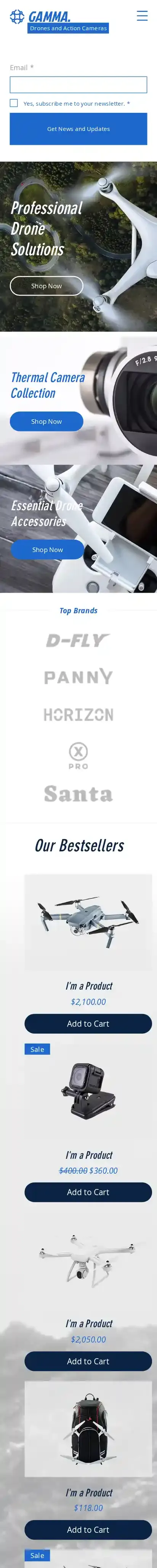 Electronics Store home page on mobile