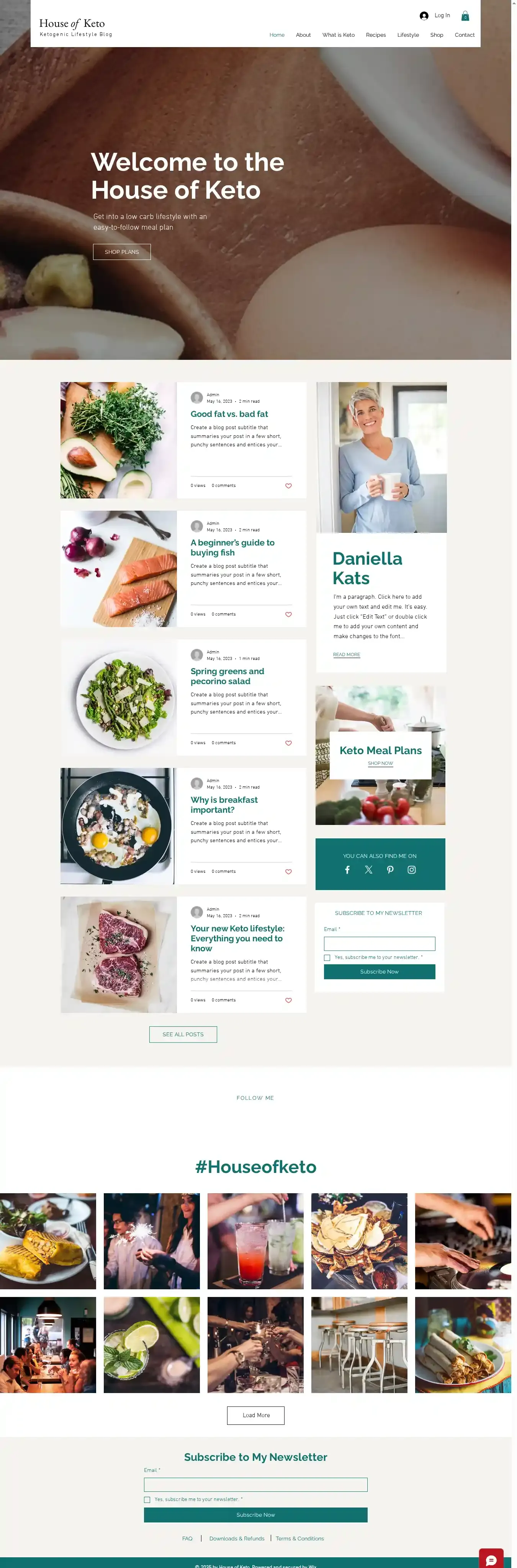 Food Blog home page on desktop