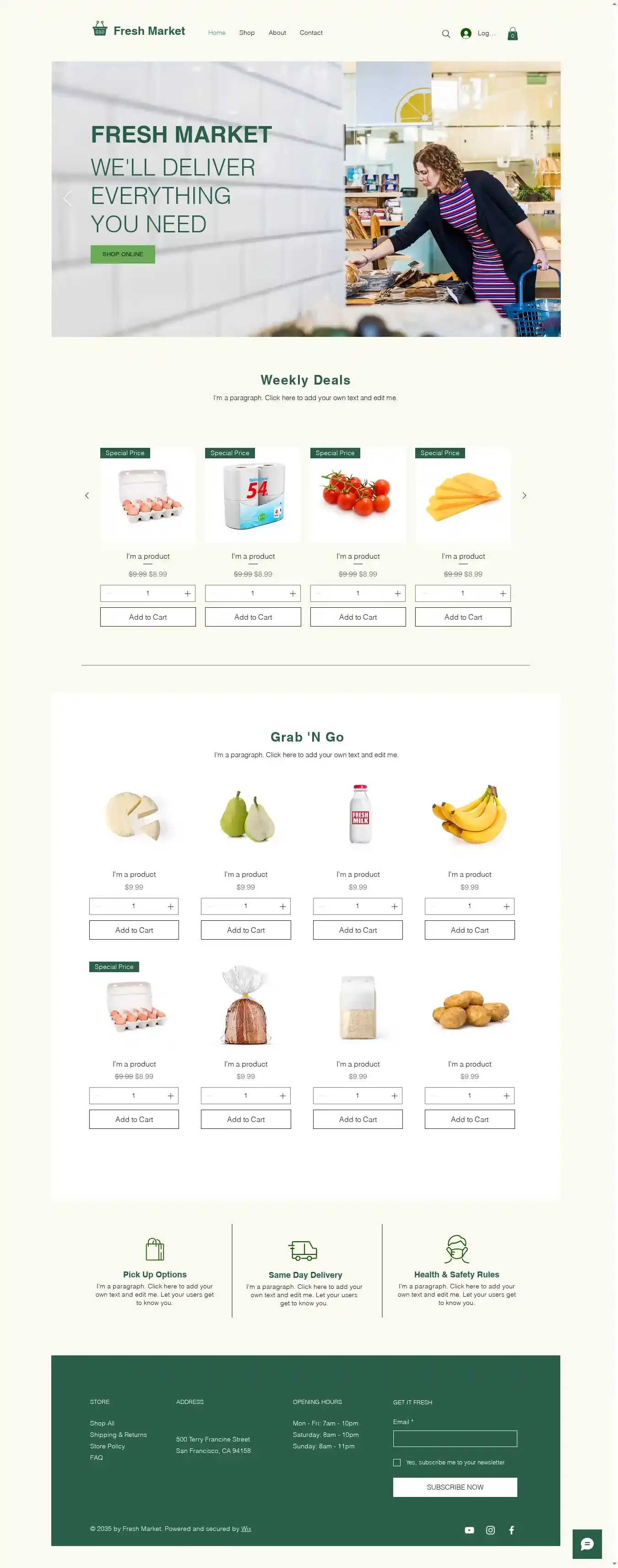 Online Grocery Store home page on desktop