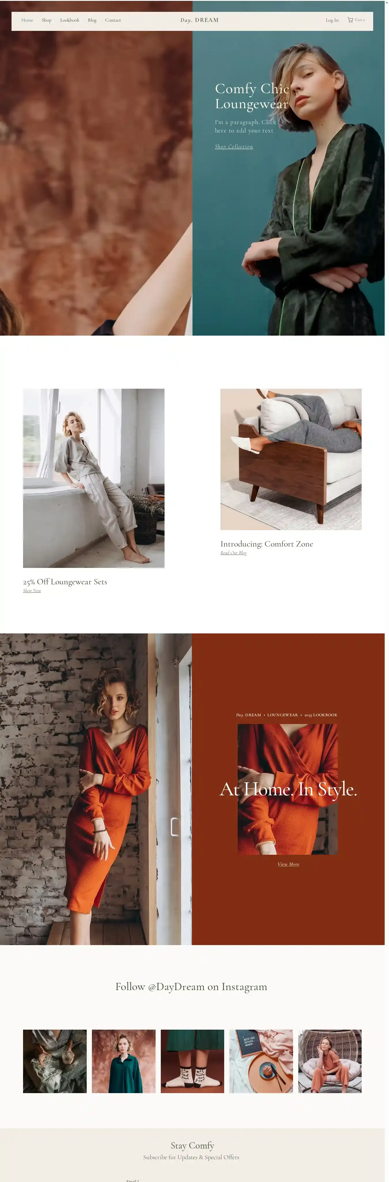 Clothing Store home page on desktop