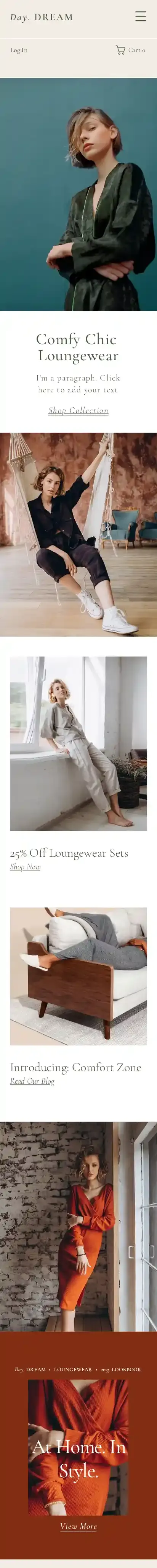 Clothing Store home page on mobile
