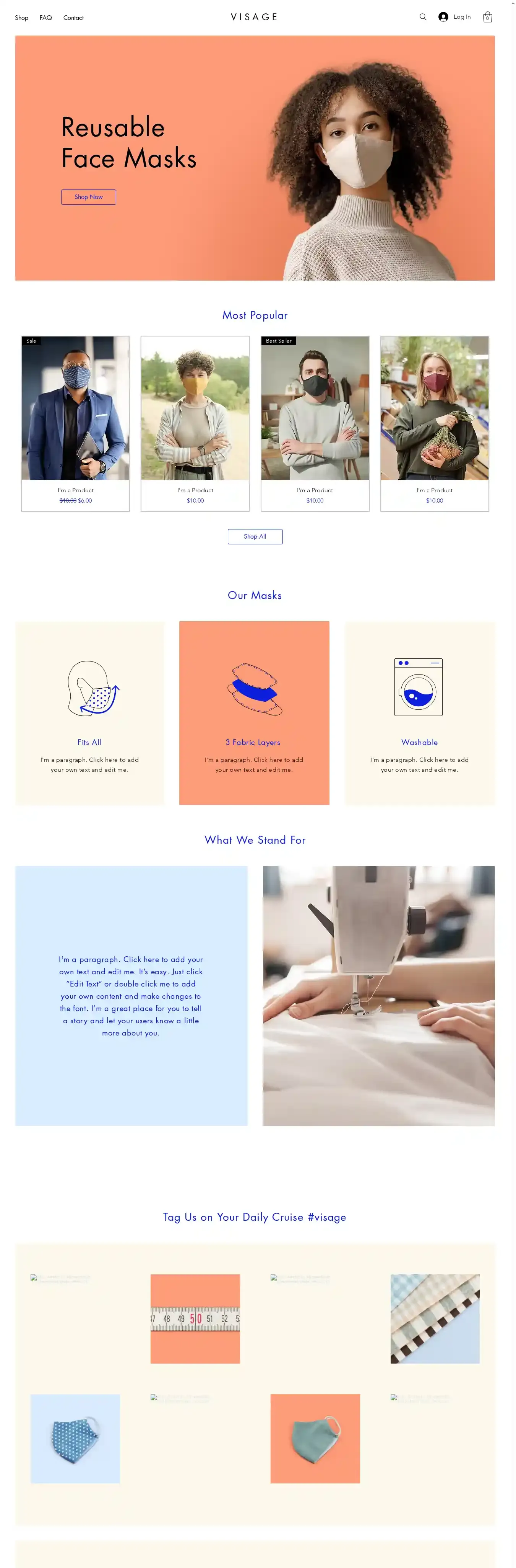 Face Mask Shop home page on desktop