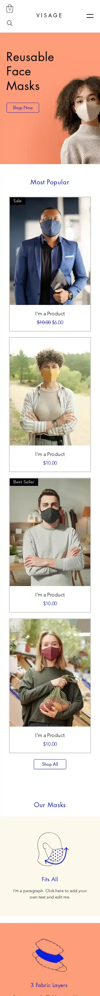 Face Mask Shop home page on mobile