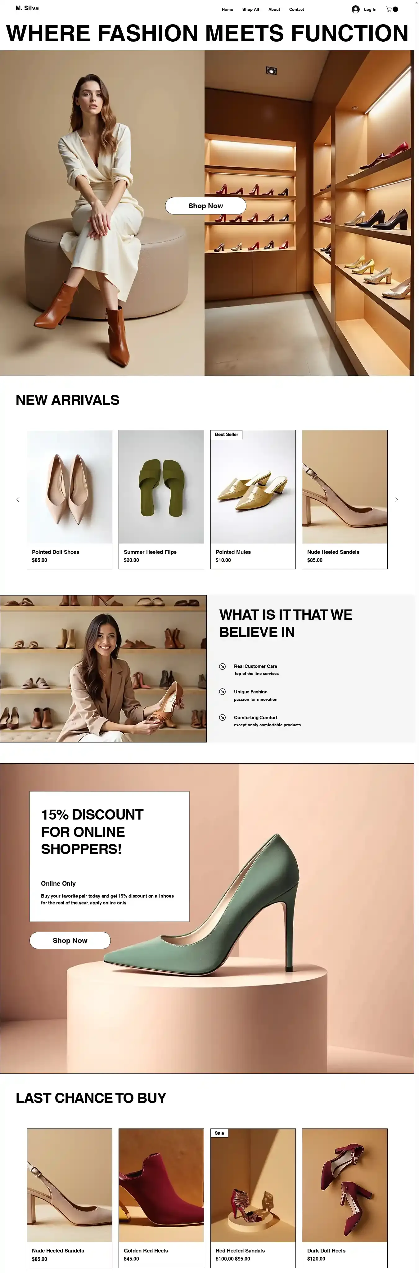 Women's Shoe Shop (Trendy) home page on desktop