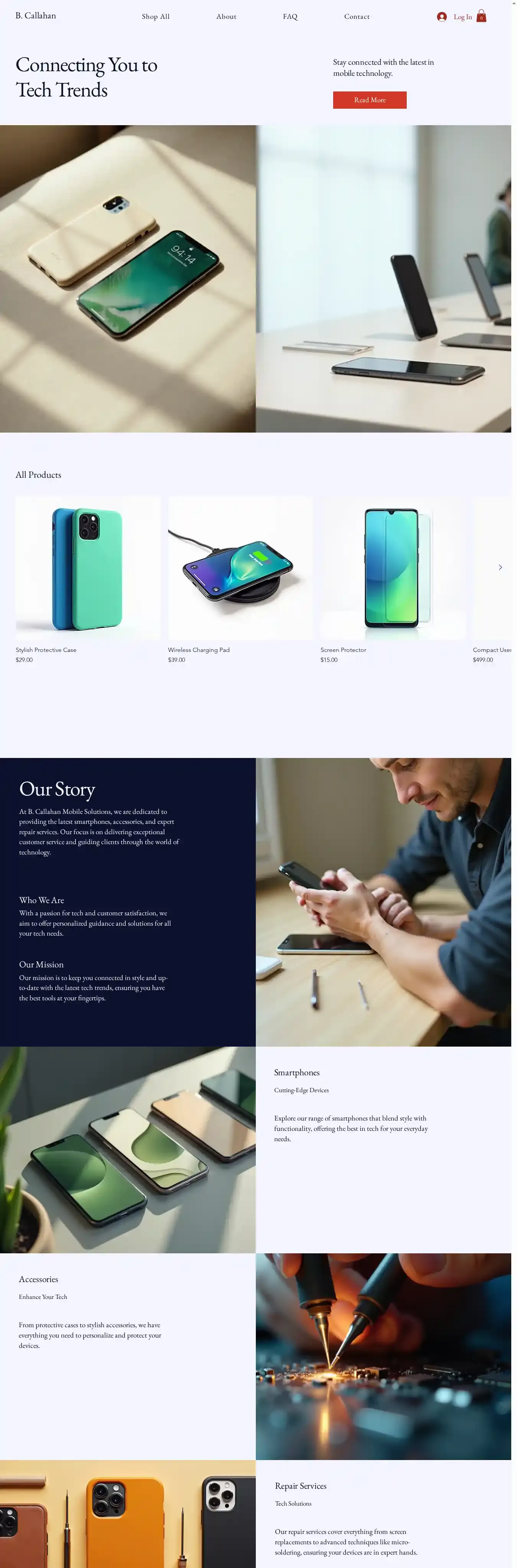 Cell Phone Store (Chic) home page on desktop