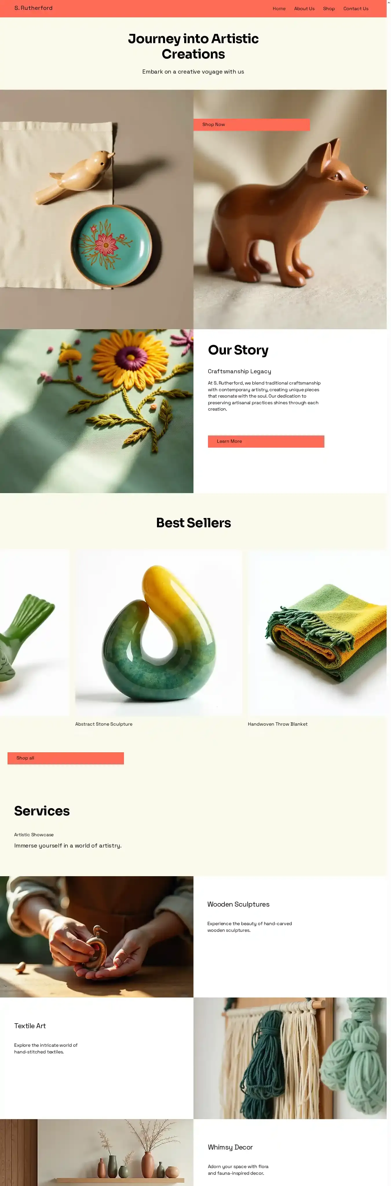 Craftsman Online Art Store (Vibrant) home page on desktop
