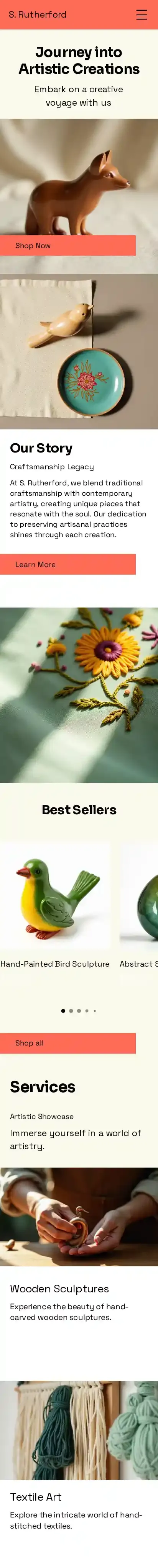 Craftsman Online Art Store (Vibrant) home page on mobile