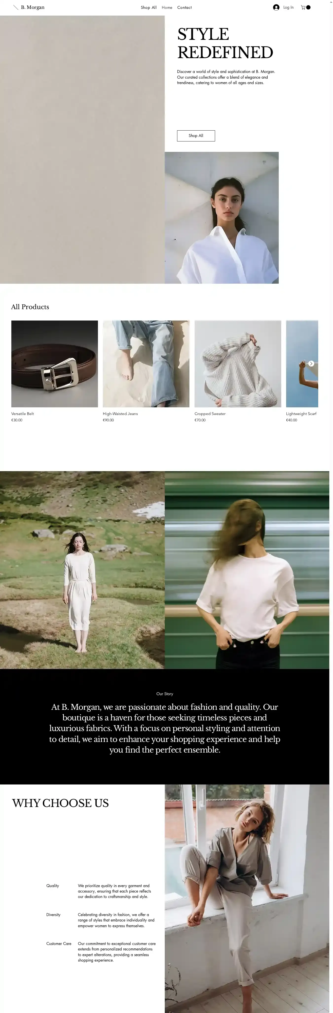 Clothing Boutique (Chic) home page on desktop
