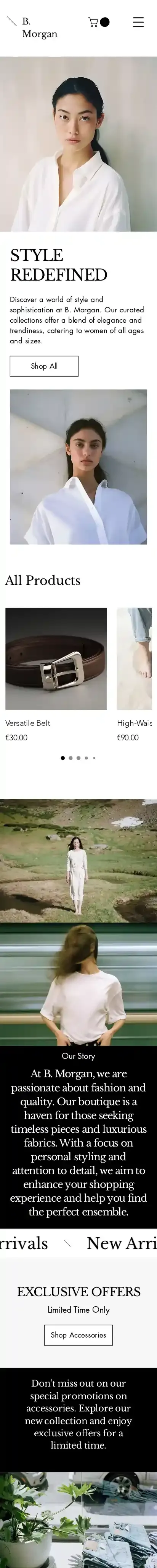 Clothing Boutique (Chic) home page on mobile