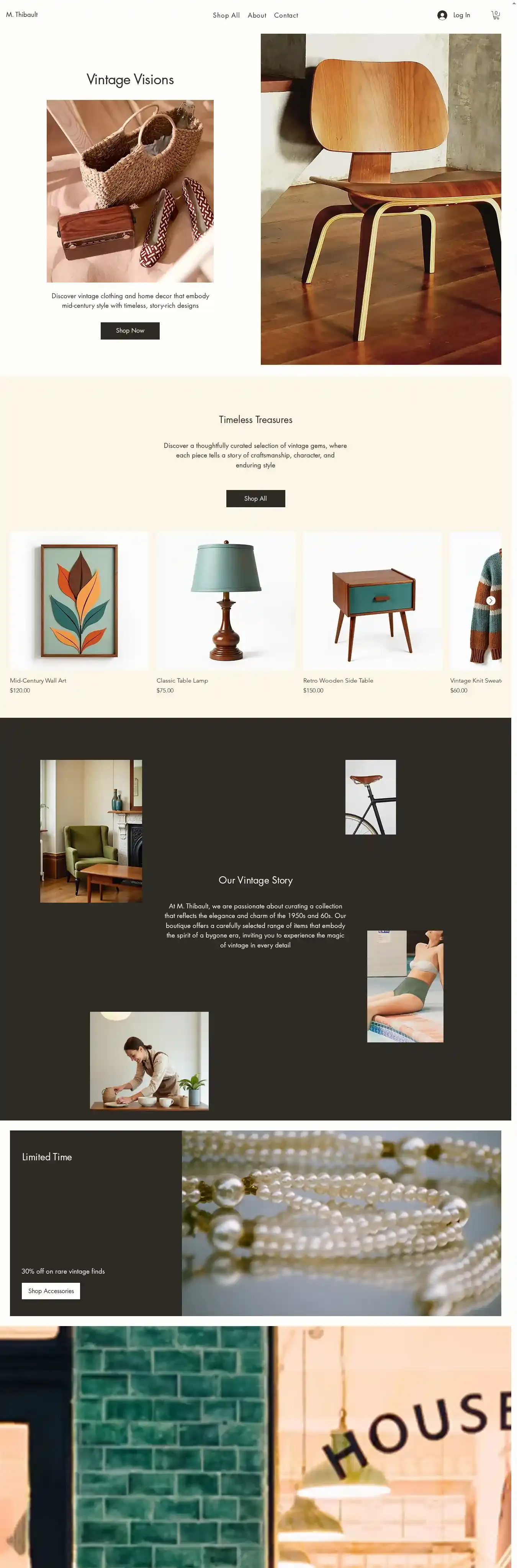 Vintage Shop (Retro) home page on desktop