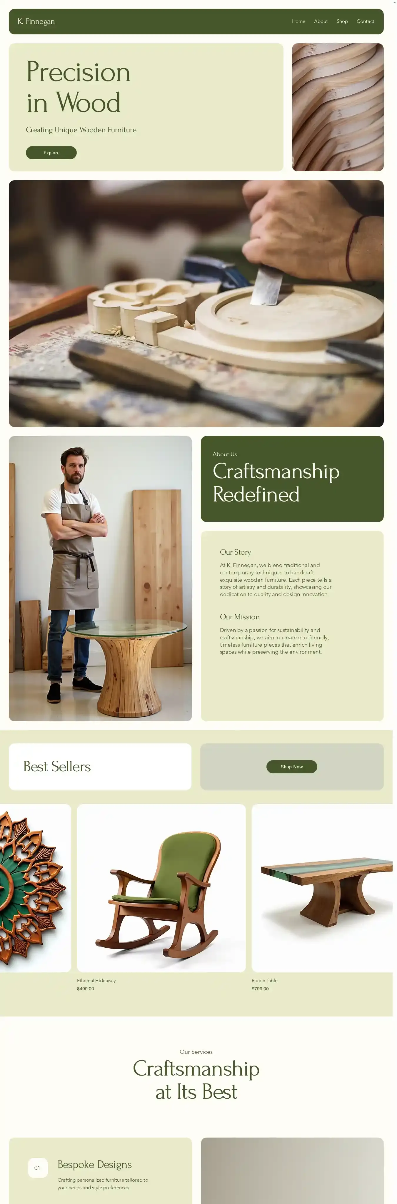 Craftsman (Modern) home page on desktop