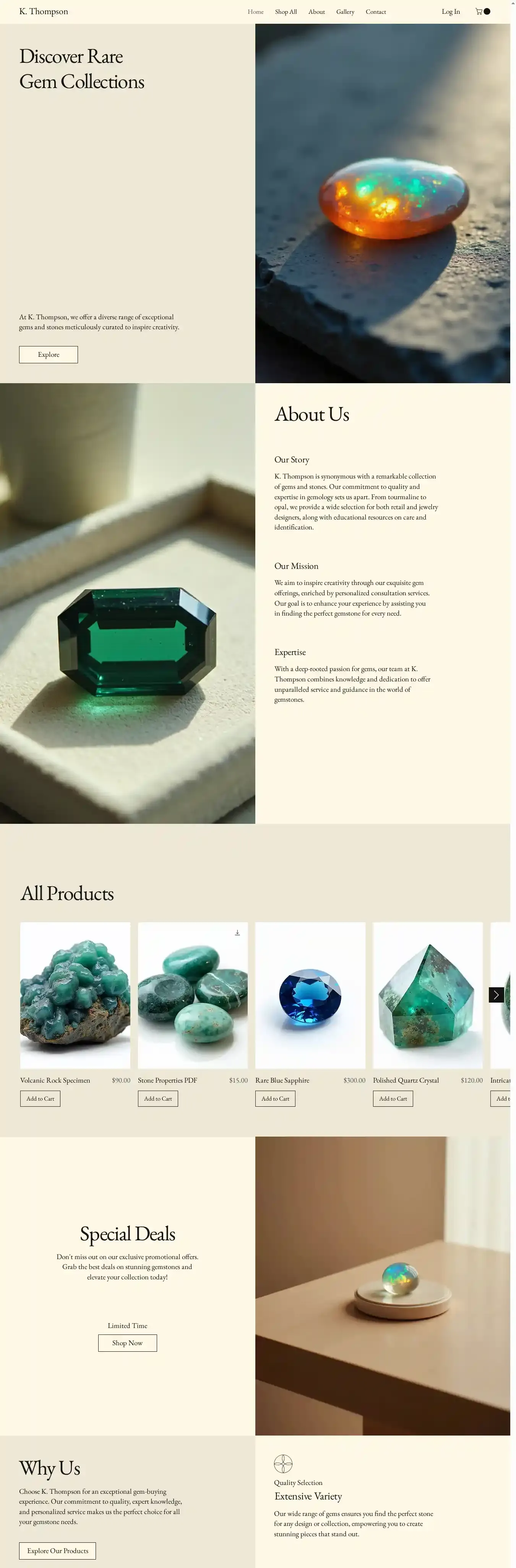 Gems and Stones Dealer (Natural) home page on desktop