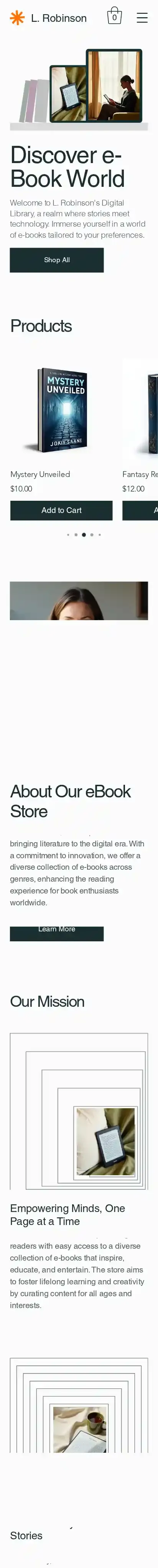 eBook Store (Contemporary) home page on mobile