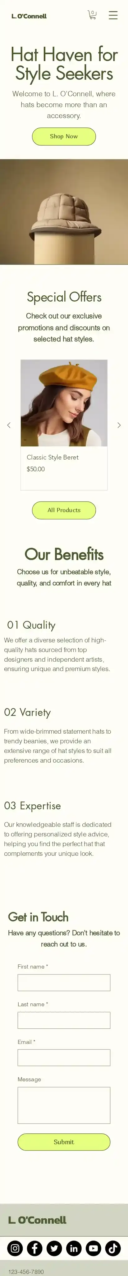 Hat Store (Bohemian) home page on mobile