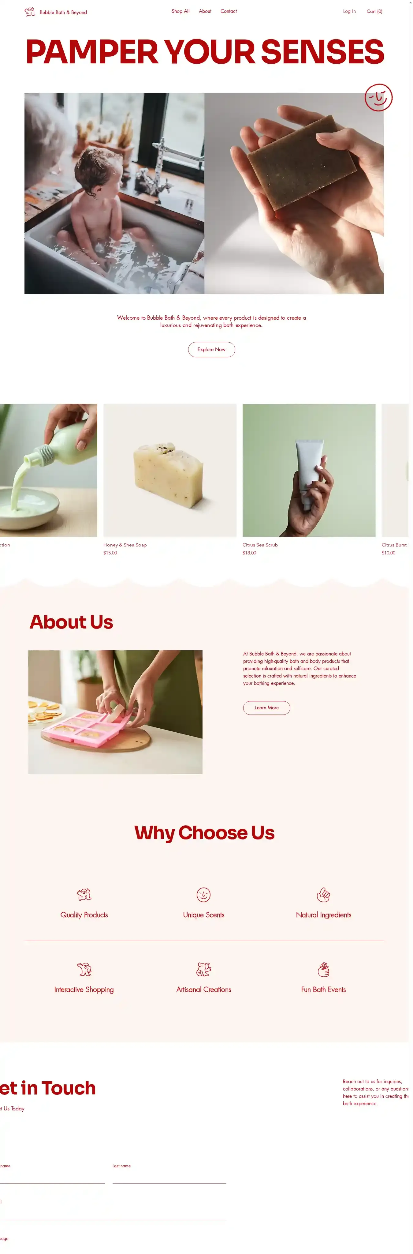 Bath & Body Pop-Up Shop (Bold) home page on desktop